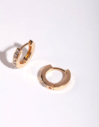 Gold Mini Diamante Huggie Earrings - link has visual effect only