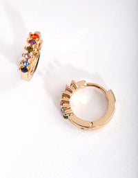 Gold Rainbow Diamante Huggie Earrings - link has visual effect only