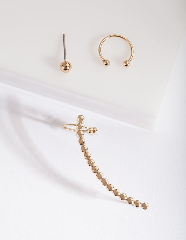 Gold Textured Ear Cuff Pack