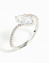 Silver Cubic Zirconia Open Ring - link has visual effect only