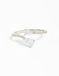 Silver Cubic Zirconia Open Ring - link has visual effect only