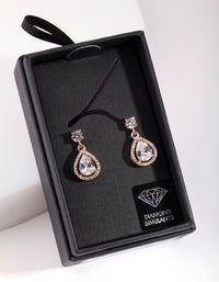 Encircled Mini Diamond Simulant Pear Drop Earrings - link has visual effect only