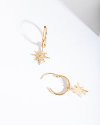 Gold Plated Sterling Silver Star Huggie Earrings - link has visual effect only