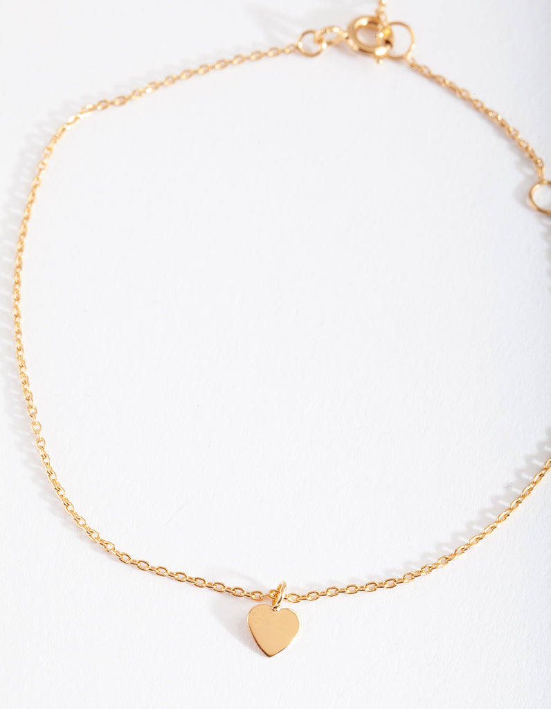 Gold Plated Sterling Silver Small Heart Anklet Bracelet