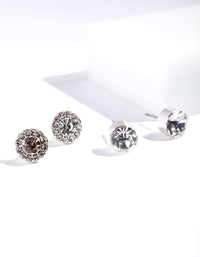 Silver Statement Diamante Stud Earring Pack - link has visual effect only