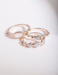 Rose Gold Reflective Stone Ring Stack - link has visual effect only