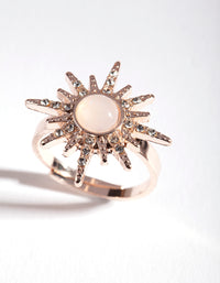 Rose Gold Synthetic Opal Diamante Burst Ring - link has visual effect only