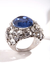 Silver Large Mix Diamante Ring - link has visual effect only