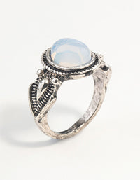 Antique Silver Oval Moonstone Ring - link has visual effect only