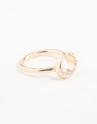 Gold Horseshoe Diamante Ring - link has visual effect only