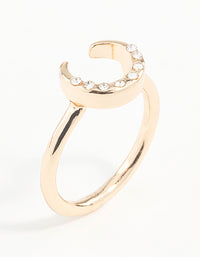 Gold Horseshoe Diamante Ring - link has visual effect only