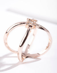 Rose Gold Diamante Crossover Ring - link has visual effect only