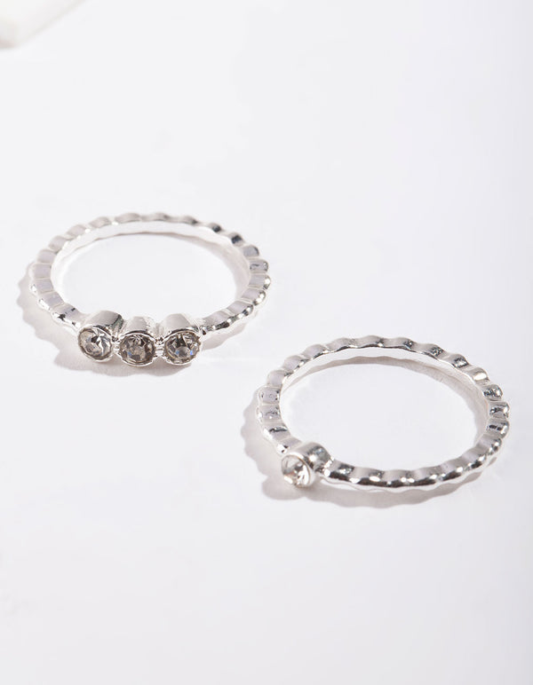 Silver Dotted Ring Stack