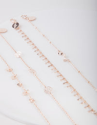 Rose Gold Floral Anklet Bracelet 4-Pack - link has visual effect only