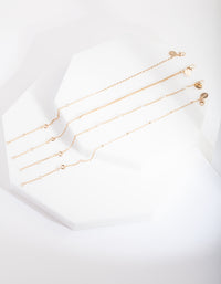 Gold Chain Pearl Anklet Bracelet Pack - link has visual effect only