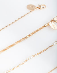 Gold Chain Pearl Anklet Bracelet Pack - link has visual effect only