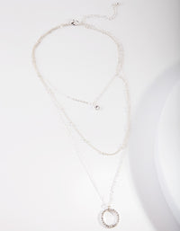 Silver Diamante Circle Necklace - link has visual effect only