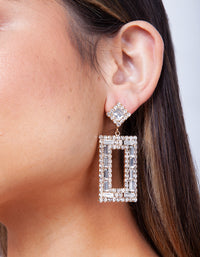 Small Square Diamante Drop Earrings - link has visual effect only