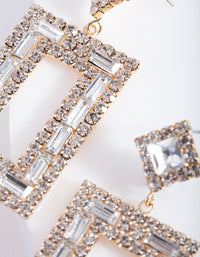 Small Square Diamante Drop Earrings - link has visual effect only