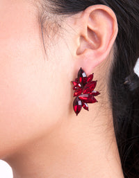 Red Gem Statement Stud Earrings - link has visual effect only