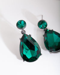 Green Gunmetal Teardrop Gem Earrings - link has visual effect only