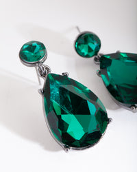 Green Gunmetal Teardrop Gem Earrings - link has visual effect only