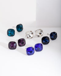 Blue Purple Gem Stud Earring Pack - link has visual effect only