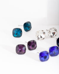 Blue Purple Gem Stud Earring Pack - link has visual effect only