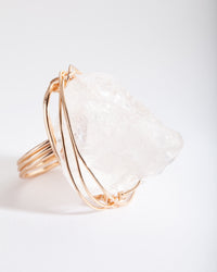 Gold Extra Large Crystal Wire Wrap Ring - link has visual effect only