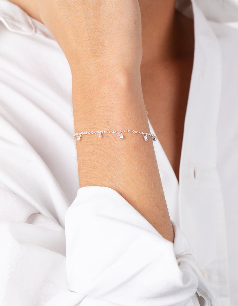 Silver Cubic Zirconia Anklet Bracelet Pack