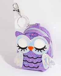 Kids Purple Iridescent Owl Purse Keyring - link has visual effect only