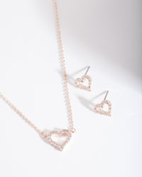 Rose Gold Cubic Zirconia Heart Jewellery Set - link has visual effect only