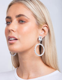 Silver Diamante Wrapped Hoop Earrings - link has visual effect only