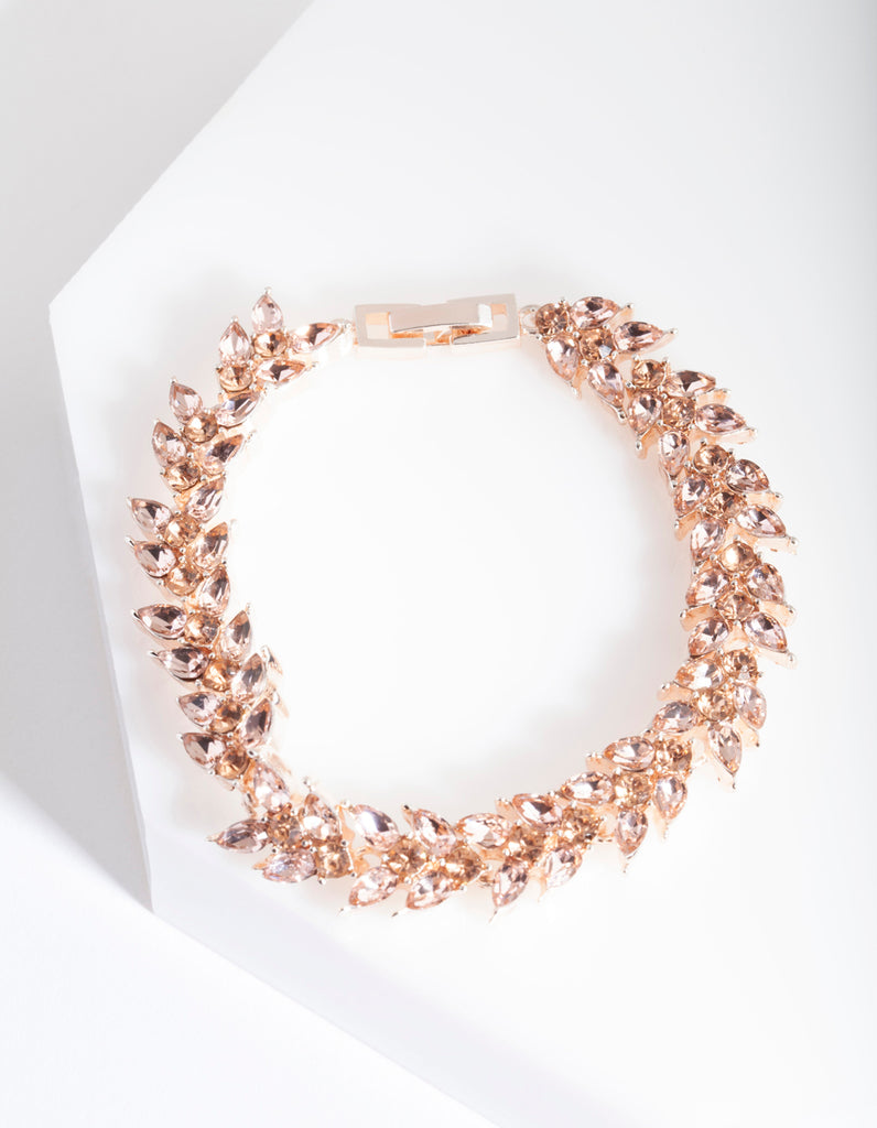 Rose Gold Diamante Petal Bracelet