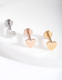 Mixed Metal Heart Flat Back Earring Pack - link has visual effect only