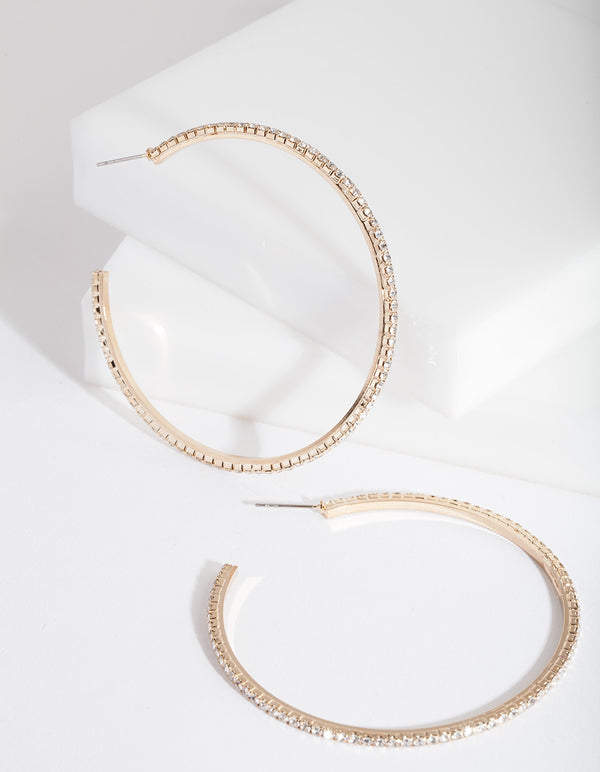 Large Gold Cupchain Hoop Earrings