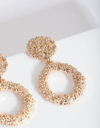 Mini Gold Textured Round Drop Earrings - link has visual effect only