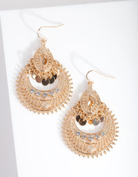 Mini Gold Diamante Disc Bohemian Earrings - link has visual effect only