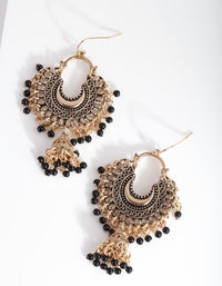 Mini Antique Gold Bead Tassel Drop Earrings - link has visual effect only