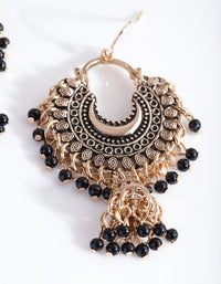 Mini Antique Gold Bead Tassel Drop Earrings - link has visual effect only