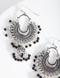 Mini Antique Silver Bead Tassel Drop Earrings - link has visual effect only