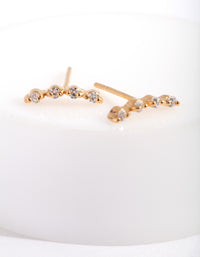 Gold Plated Sterling Silver 4 Diamante Crawler Earrings - link has visual effect only