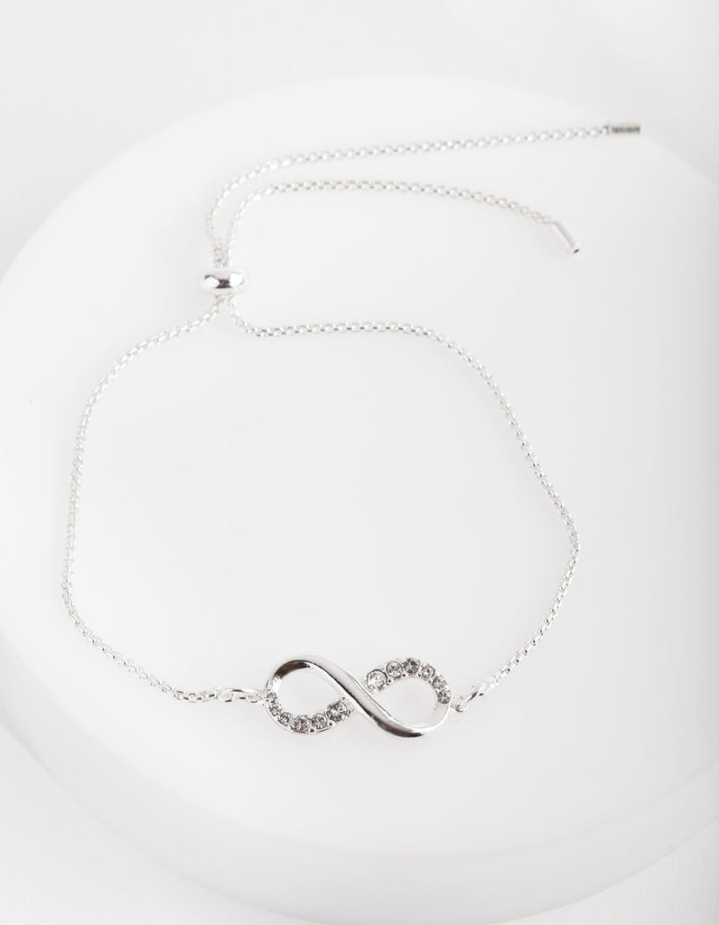 Silver Diamond Simulant Infinity Toggle Bracelet