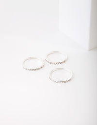 Silver Diamond Simulant Thin Ring Set - link has visual effect only