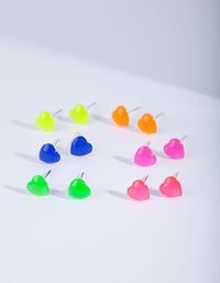 Kids Silver Rainbow Heart Stud Earring 6-Pack - link has visual effect only