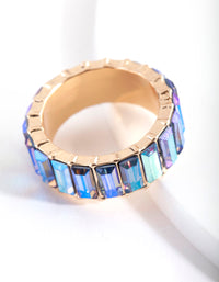 Gold Aurora Borealis Baguette Band Ring - link has visual effect only