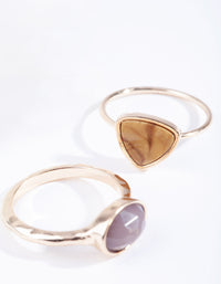 Gold Neutral Stone 3 Stack Ring Pack - link has visual effect only