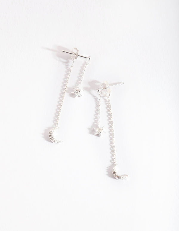 Sterling Silver Diamante Drop Earrings