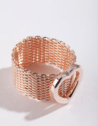 Rose Gold Thick Chain Heart Ring - link has visual effect only