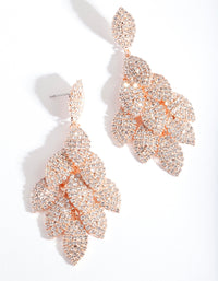 Rose Gold Diamante Multi Leaf Earrings - link has visual effect only